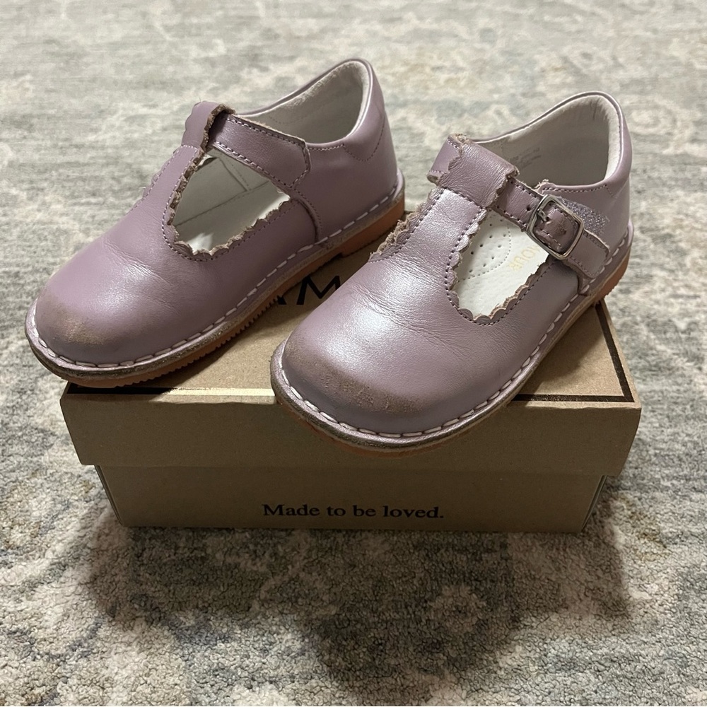 L'Amour Lilac Selina Scalloped T-Strap Mary Jane